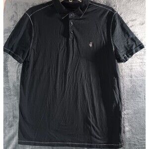 John Varvatos USA Mens Medium Polo T Shirt Black Peace Sign Cotton Collared